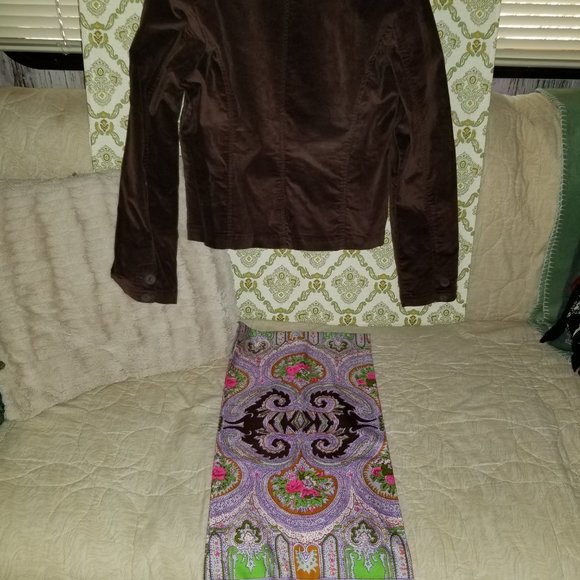 COTTON Brown velvet blazer and scarf DUO - Picture 8 of 10